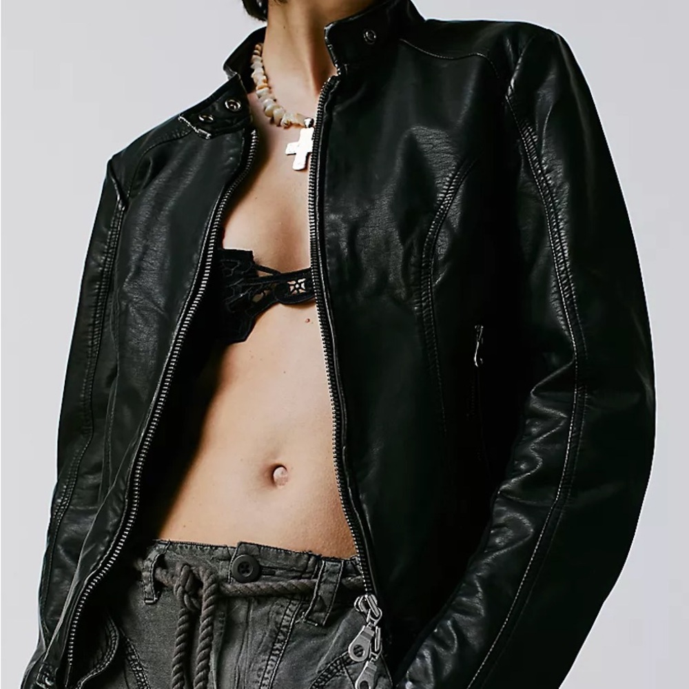 Free People Black Leather Jacket
